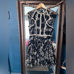 Free People Black and Cream Floral Dress